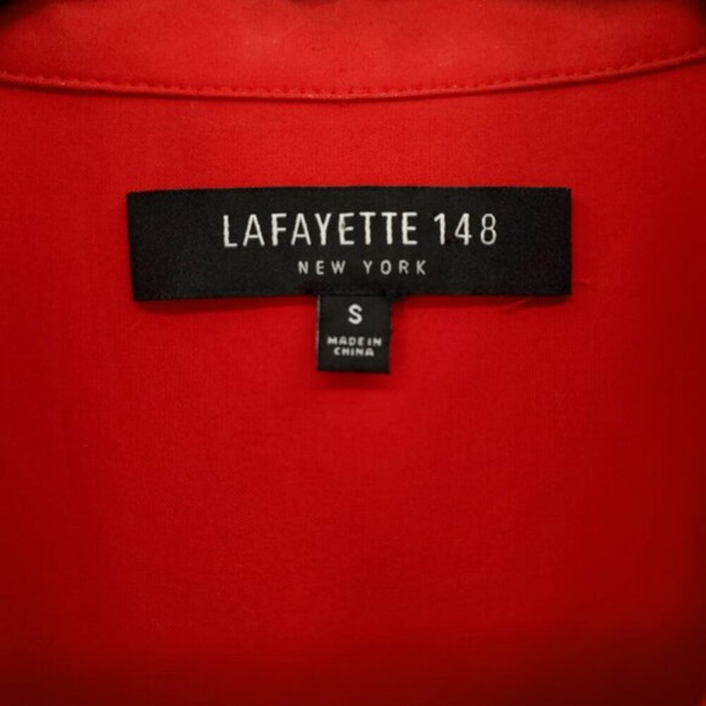 Lafayette 148 New York Stretch Cotton Straight Shirt S Red - Picture 3 of 14